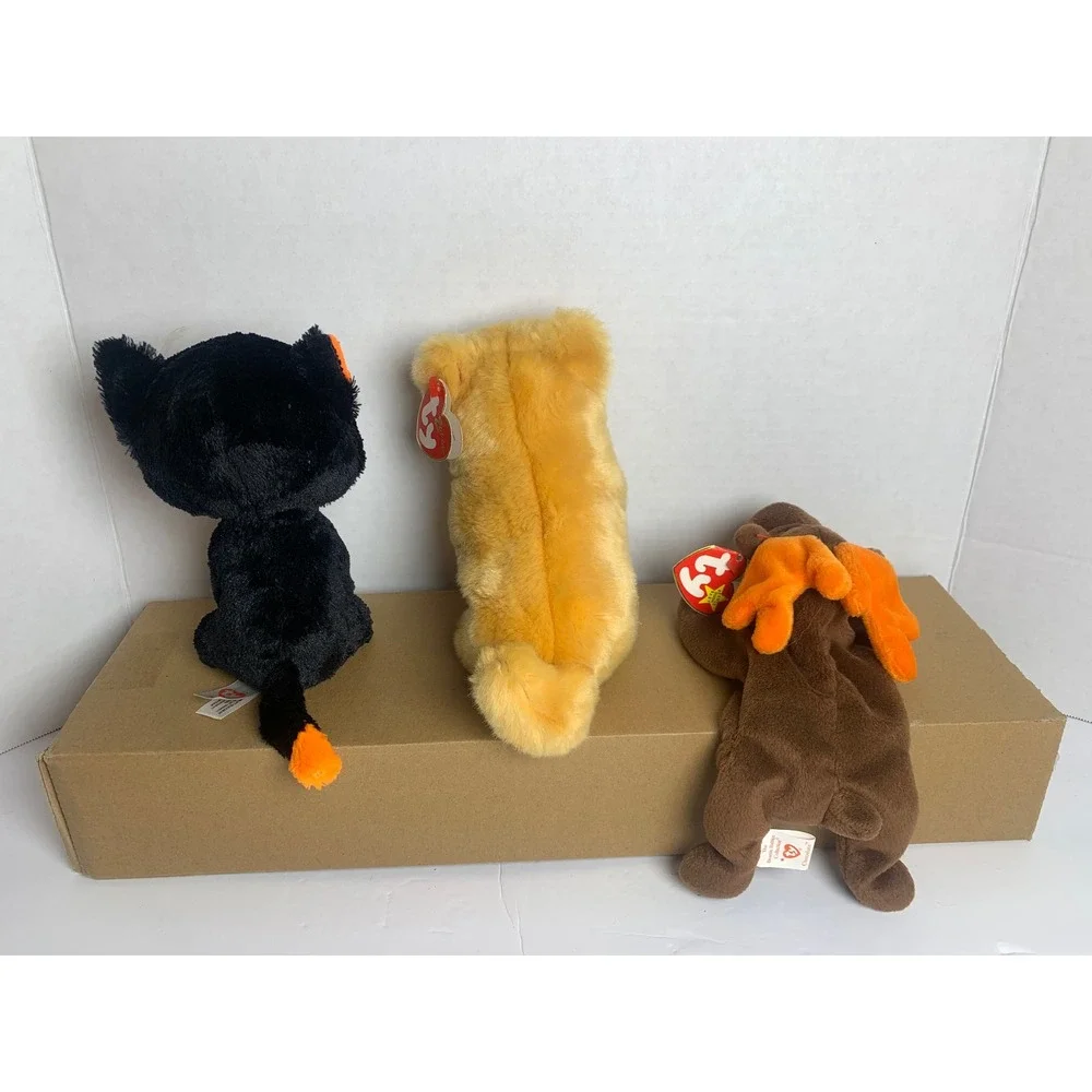 Ty Beanie Boos and Beanie Babies‎ Lot of 7 Chocolate Moose Neptune Zodiac Dog+